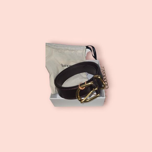 Quince Accessories - Quince Allegra European Leather Belt Minimalist Gold Buckle Waist Belt XS Luxury